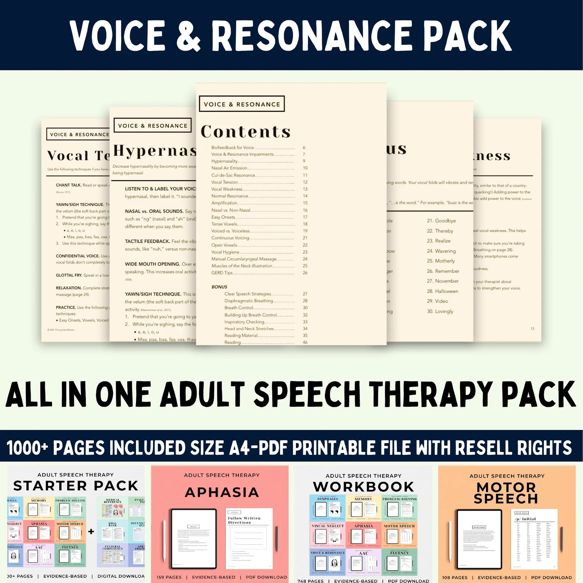 Adult Speech Therapy Pack MasterResellrightss